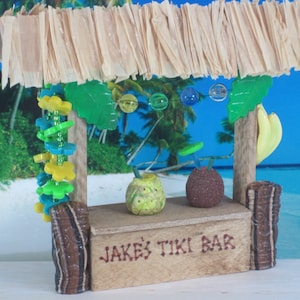 Tiki Bar for Tropical Fairy Garden or Cake Topper OOAK handmade miniature