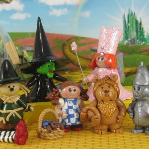 Complete Wizard of Oz set OOAK for fairy garden, ornaments, cake toppers, handmade miniature