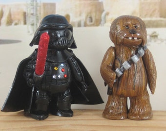 Chewbacca and Darth Vader of Star Wars for fairy garden, cake topper, OOAK miniature