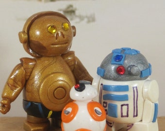 space robots for Fairy Garden, Cake Toppers OOAK handmade