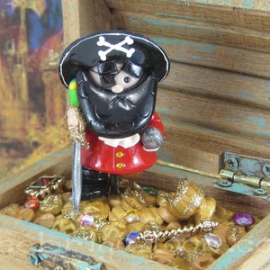 Blackbeard the Pirate Gnome for fairy garden OOAK miniature figurine