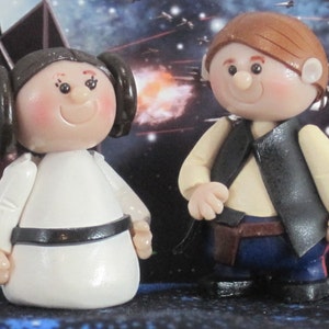 Han Solo & Princess Leia OOAK for fairy garden, cake topper, ornament, handmade miniature