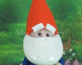 Wee Gnome for Fairy Garden (only 1 3/4" tall) OOAK cake topper, ornament, handmade miniature