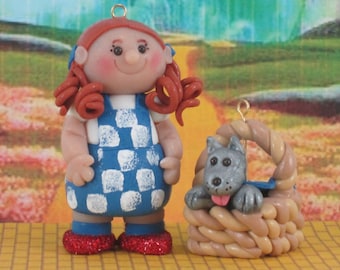 Dorothy & Toto in Wizard of Oz fairy garden OOAK cake topper, ornament, miniature, handmade