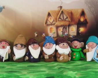 Seven Dwarfs for Fairy Garden or Cake Topper OOAK, handmade miniature, ornaments