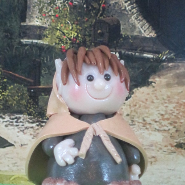 Hobbit for Fairy Garden OOAK like Bilbo or Frodo, handmade miniature