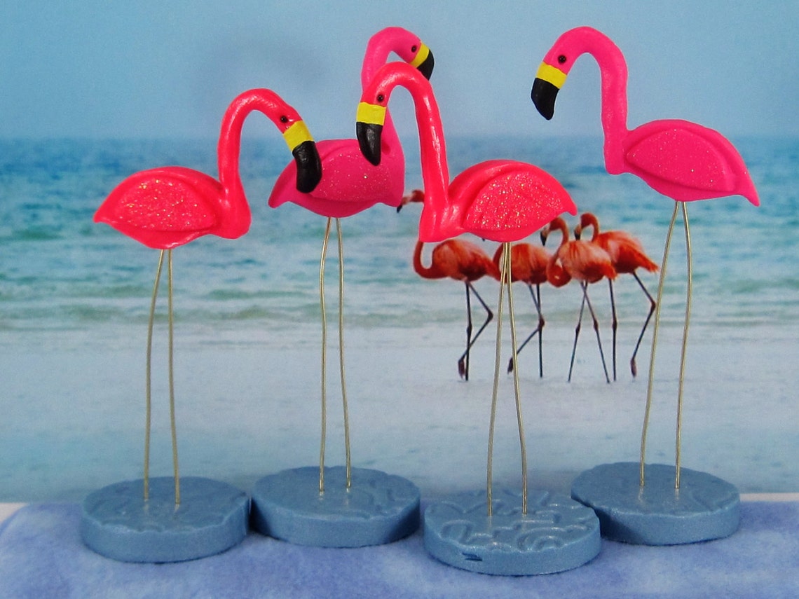Miniature plastic Pink Flamingo Lawn Ornament Pair - Etsy