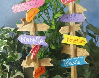 Signpost for Fairy Gardens OOAK handmade