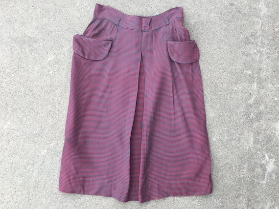 Small 40s Pencil Skirt 27" Waist Checkered Green R