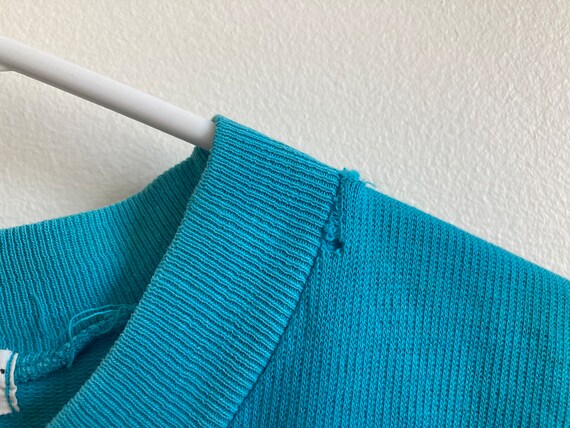 50s Munsingwear Pocket Tee Cotton Knit Turquoise … - image 7