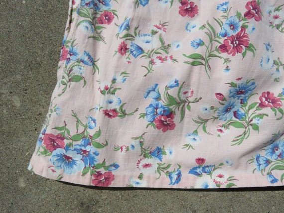 24" 40s Handmade Soft Pink Floral Cotton Skirt Fe… - image 5