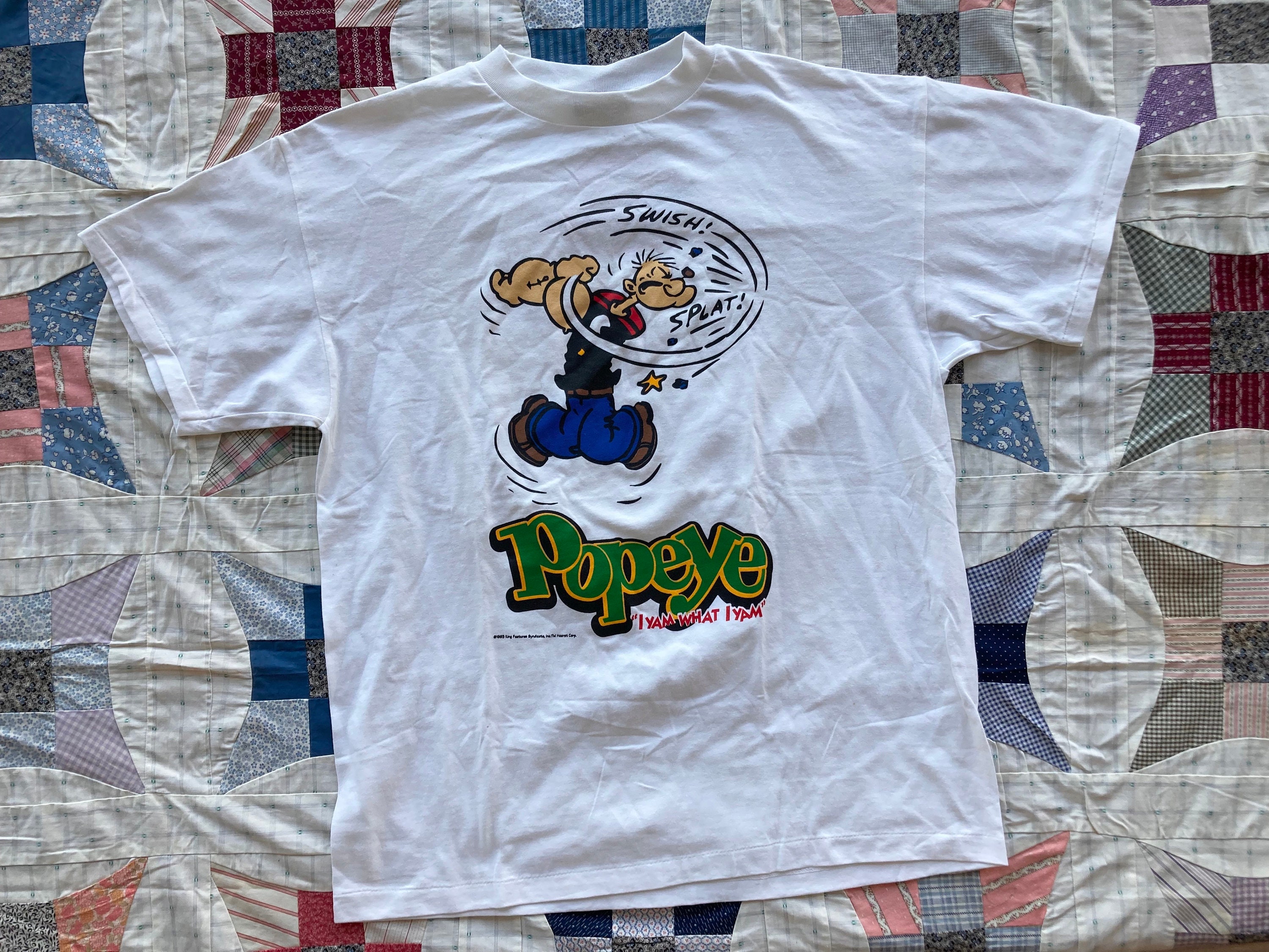 L XL 90s Popeye Cotton T-shirt Scene Not Heard Made in USA