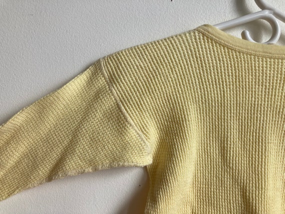 XS 50s Butter Yellow Cotton Thermal Shirt Long Sl… - image 8