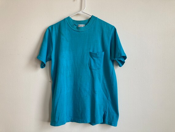 50s Munsingwear Pocket Tee Cotton Knit Turquoise … - image 4