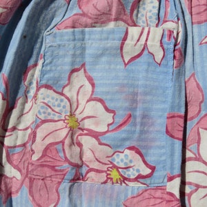 40er Jahre Handgemachte Feedsack Baumwolle Rock, Seersucker Pastell Baby Blau Rosa Gelb Floral Single Pocket Minirock 1940er 30er 1930er Jahre Bild 3