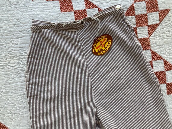 40s Paddle & Saddle Cotton Seersucker Shorts Side Zip Side