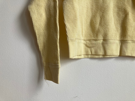 XS 50s Butter Yellow Cotton Thermal Shirt Long Sl… - image 3