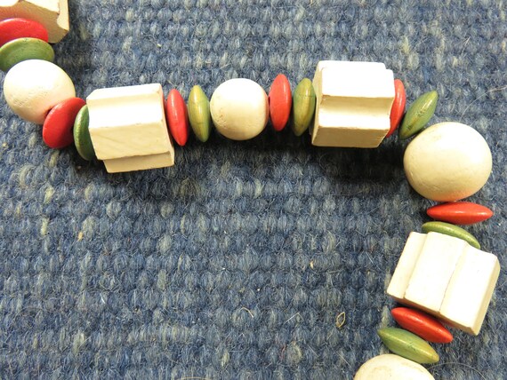 70s Bohemian Beaded Necklace, Long, Chunky Wooden… - image 6