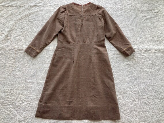 M 40s Homespun Wool Dress Long Sleeve Handmade Wo… - image 6