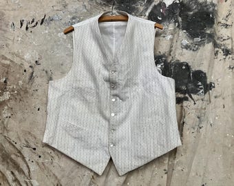 Antique Pattered Cotton Vest Suit Buckle-Back Vest Waistcoat Maurice L. Rothschild 1910s 1920s Edwardian Early 1900s
