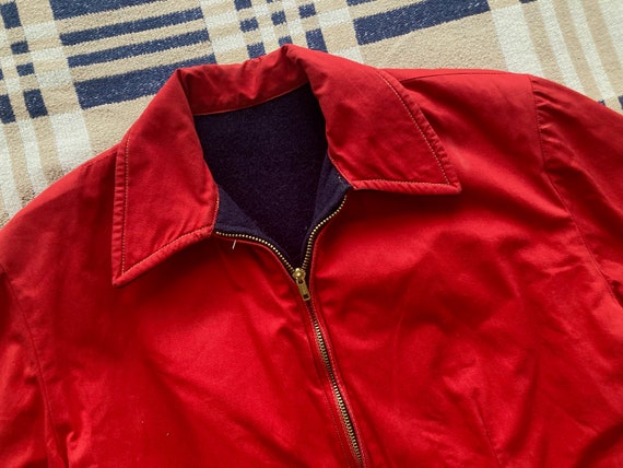 40s M Reversible Ski Jacket Sportswear Red Cotton… - image 5