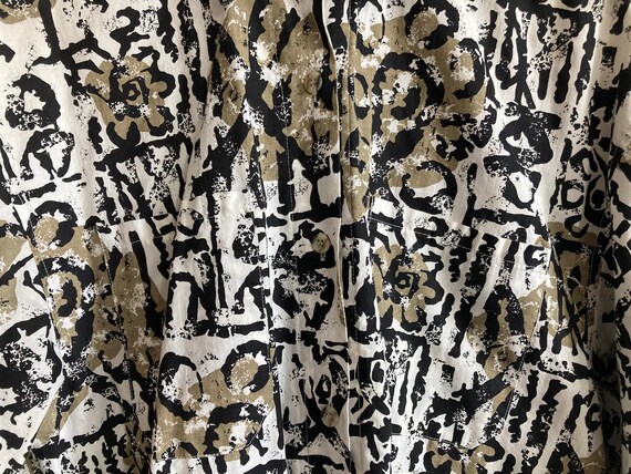 S M 80s Cotton Abstract Pattern Button-Down Shirt… - image 6
