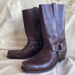 1970s 11 EE Brown Leather Engineer Boots Wide Motorcycle - Etsy