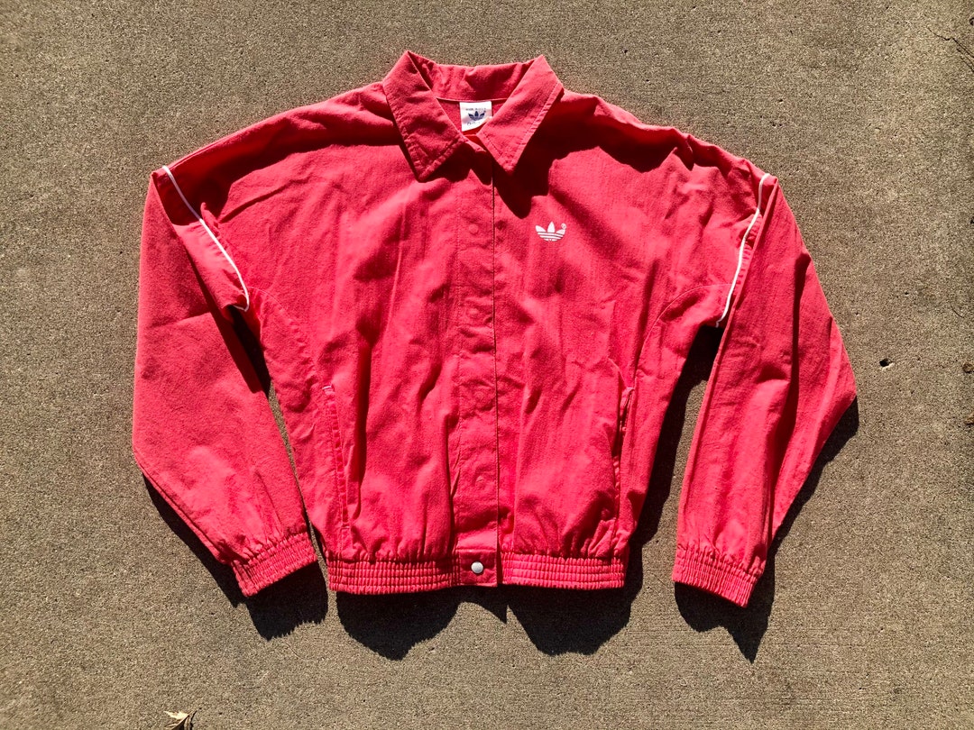 M L 80s Coral Pink Adidas Track Jacket Contrast Piping - Etsy