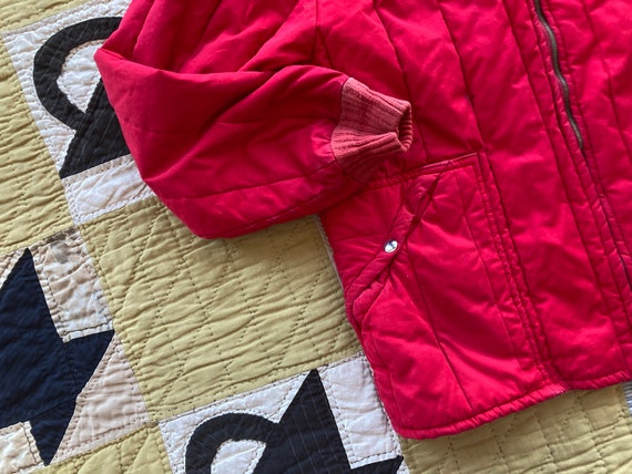 L XL 50s Quilted Red Cotton Thermorama Jacket Zip… - image 5