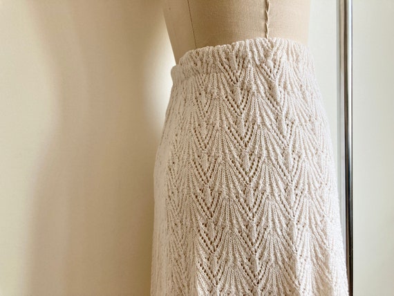 Vintage White Cotton Crochet Skirt Midi Length Cr… - image 7