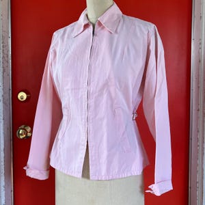 50s Pink Cotton Ski Jacket by Reddi Jac, Cinch Buckle Waist Lightweight Zip Front Made in USA 1950s
