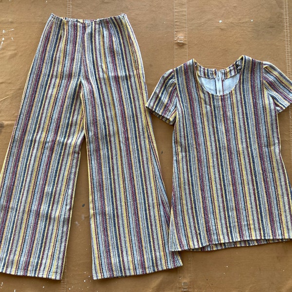 60's Scenic Keyhole Fitted Poly Pants Set main image 1