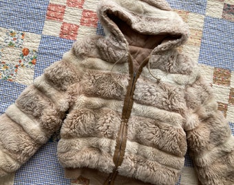 Vintage 1980s Split End Kids Rabbit Fur Leather Trimmed Glam Vintage 1980s Split End Kids Rabbit Fur Leather Trimmed Glam