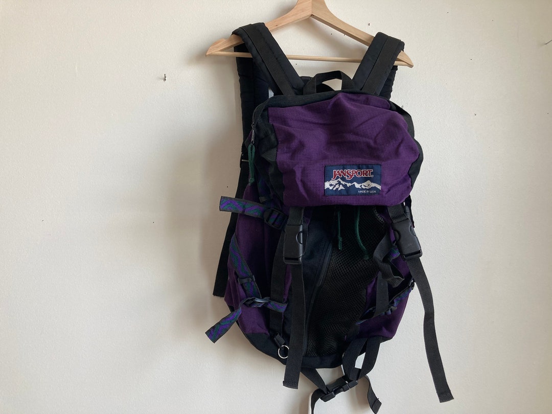 Vintage Jantzen Hiking Backpack Black and Purple Camping Bag Etsy