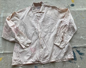 Vintage 60s Rayon Shadow Plaid Loop Collar Shirt Hombre Rockabilly