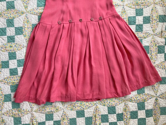 50s Bubble Gum Pink Linen Drop-Waist Dress with A… - image 6