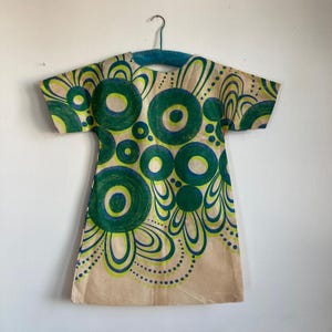 M L Rare 60s Paper Dress Abstract Polka Dot Dress Mod A-Line Twiggy Psychedelic 1960s