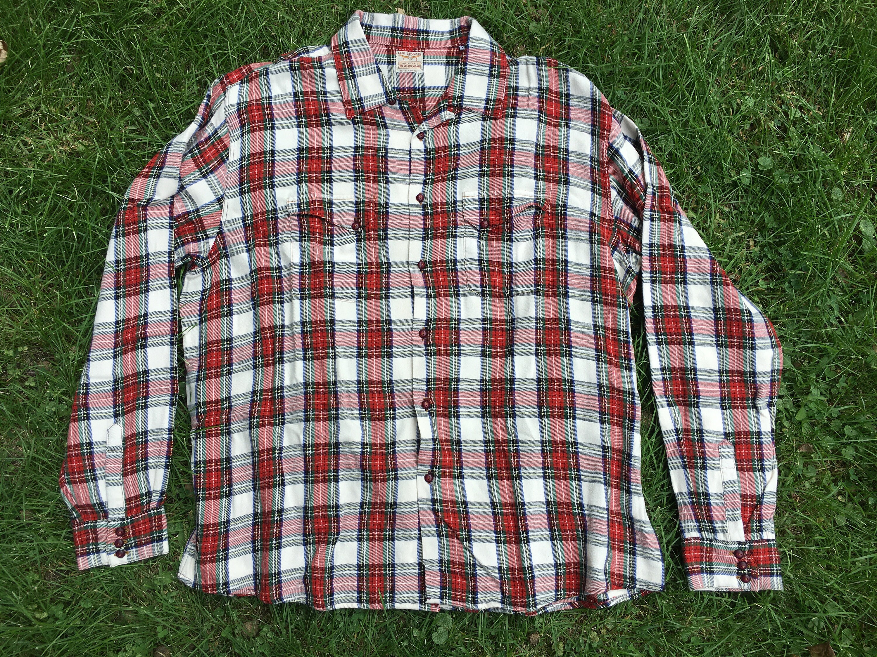 50s LEVI'S loop color plaids wool shirt Vintage 1950's Styled by