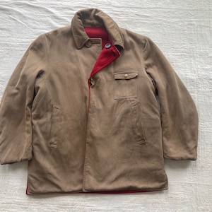 50s Reversible Hunting Mackinaw Jacket Cotton / Rayon Twill Red Wool Coat Winter Coat 1950s