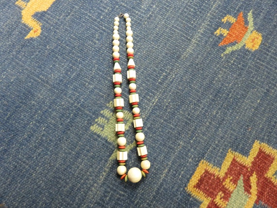 70s Bohemian Beaded Necklace, Long, Chunky Wooden… - image 5