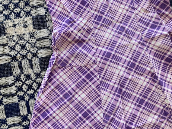 M 30s Pink & Purple Cotton Dress Puff Sleeves Han… - image 5