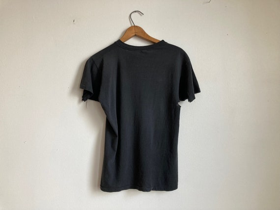 70s Black Mayo Spruce Cotton T-Shirt Thrashed Pap… - image 9