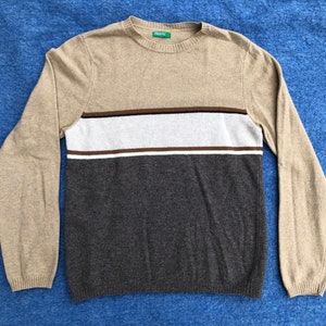 S Vintage United Colors of Benetton Italiaanse wollen trui gestreepte trui trui jaren 80, jaren 80, 90 jaren 90