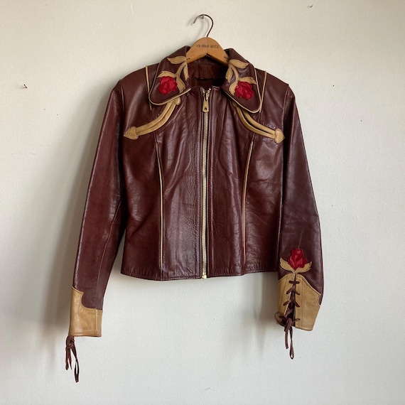 Rare S 1970s East West Musical Instruments Leather Jacket Two-tone