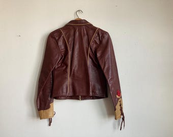 Rare S 1970s East West Musical Instruments Leather Jacket Two-tone