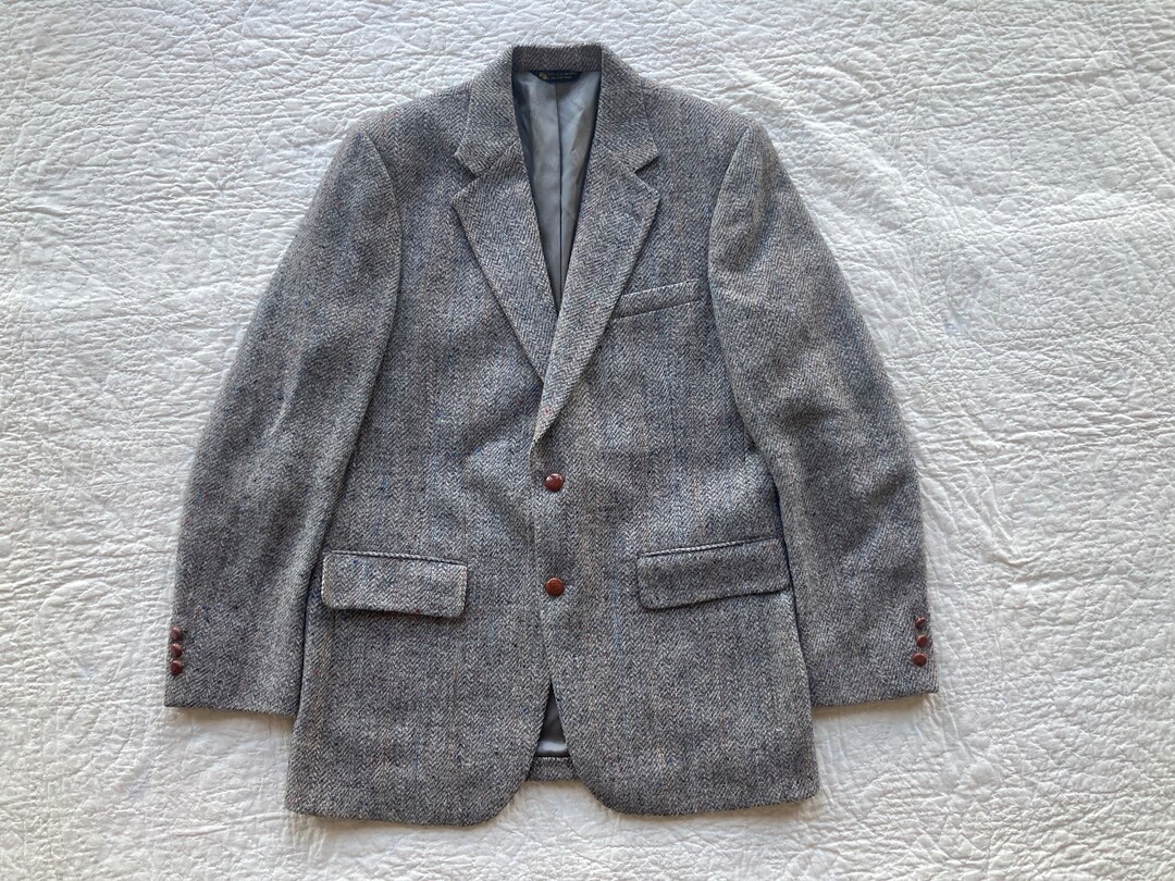 M Size 40 60s Harris Tweed Sport Coat Wool Rainbow Fleck by Lord