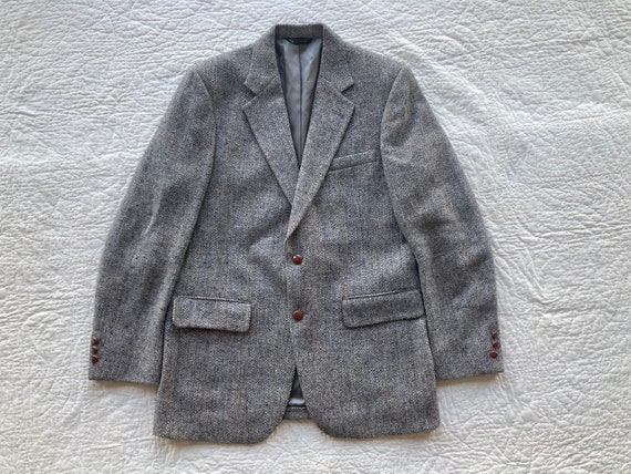 M Size 40 60s Harris Tweed Sport Coat Wool Rainbo… - image 1