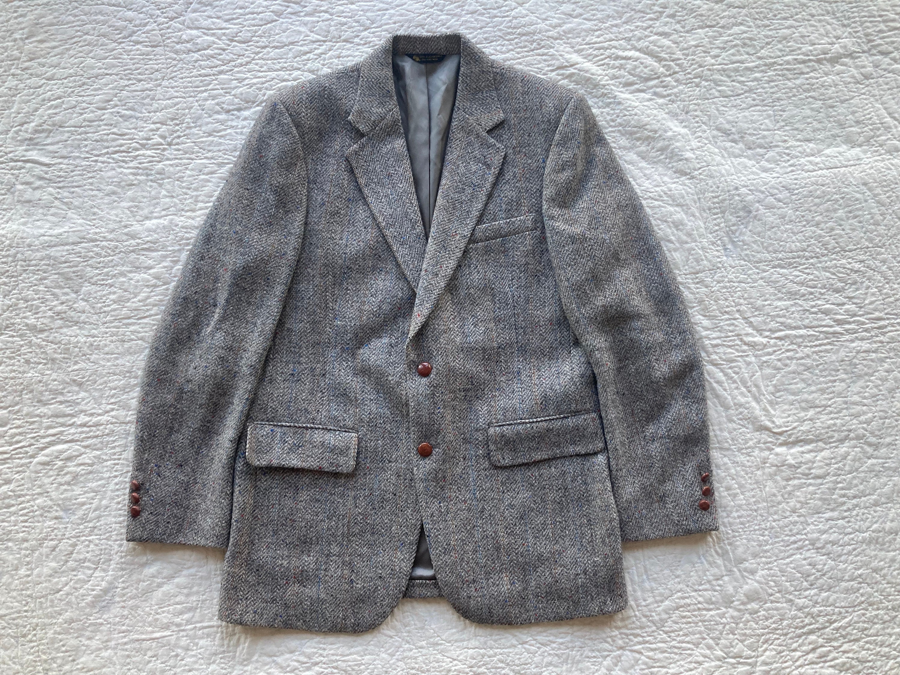 M Size 40 60s Harris Tweed Sport Coat Wool Rainbow Fleck by Lord