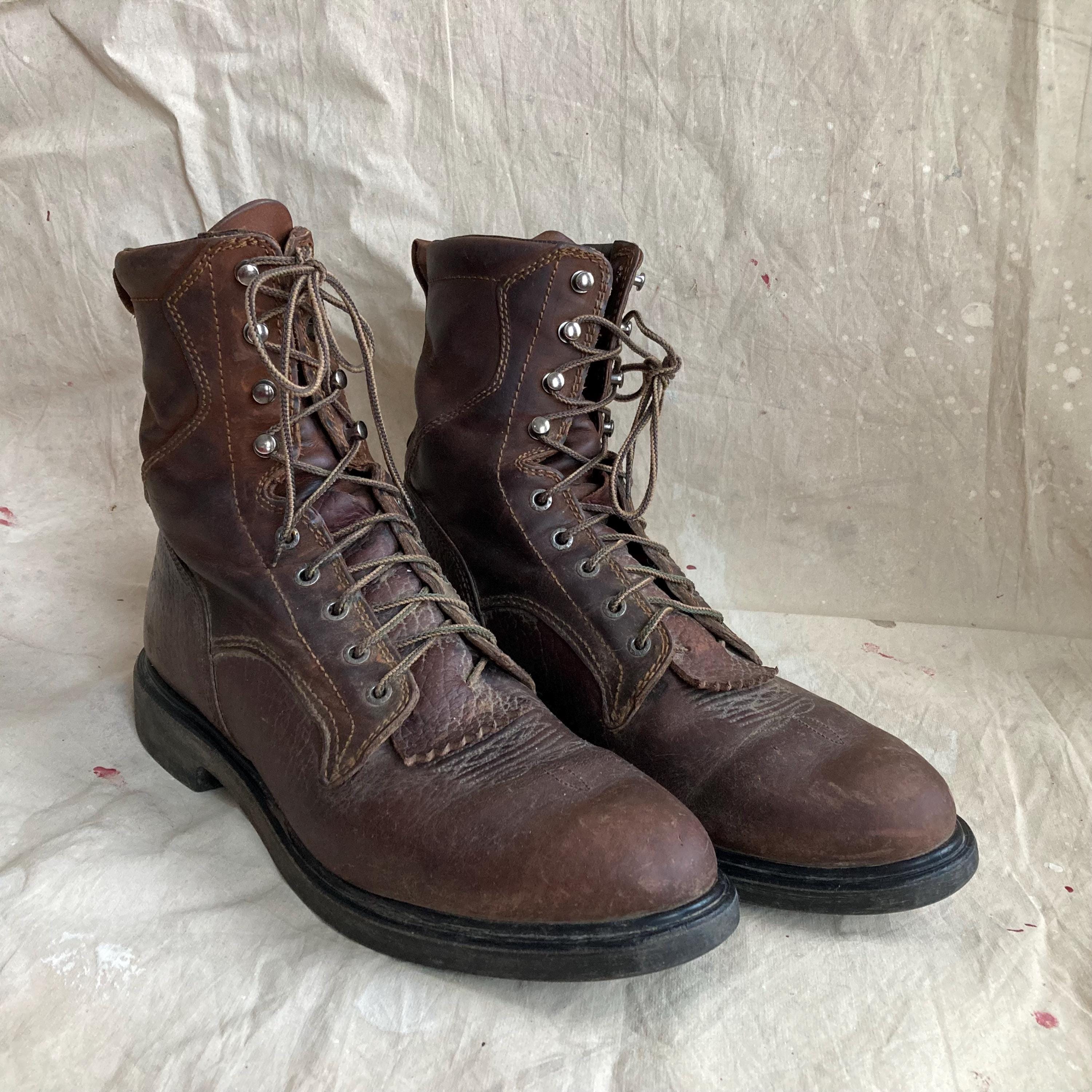 Size 12 Red Wing Leather Roper Boots With Kiltie Lace up Western