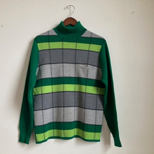 60-tals Mod Color Block italiensk ulltröja polotröja randig ränder pullover grön grå Gino Paoli 1960-tal